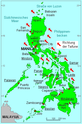 Karte Taifungrtel der Philippinen